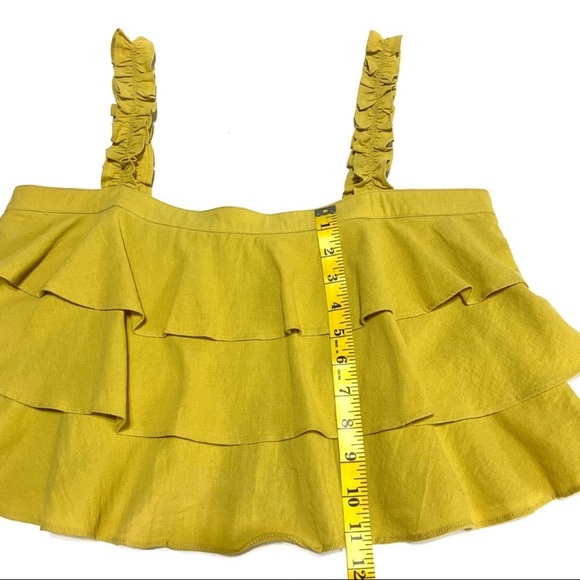 Essue Mustard Yellow Tier Ruffle Crop Top Medium - Picture 8 of 9